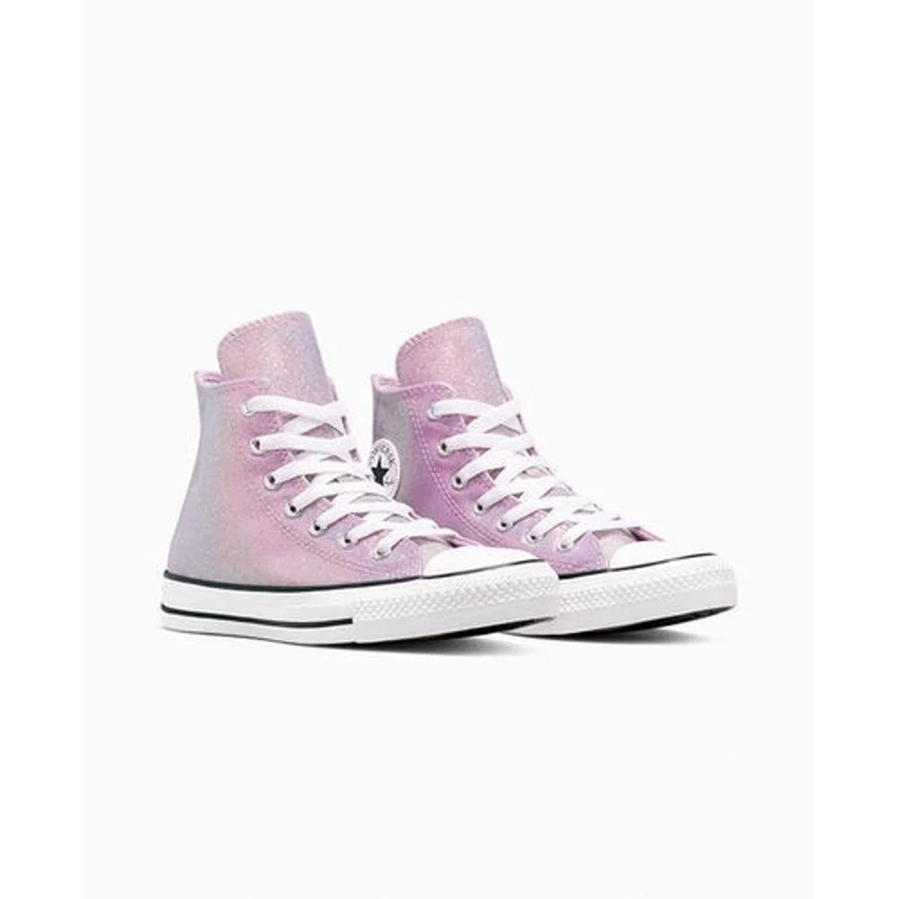 Big Kids Converse Chuck Taylor All Star Pink Disco Glitter High Top Shoes 6 NEW
